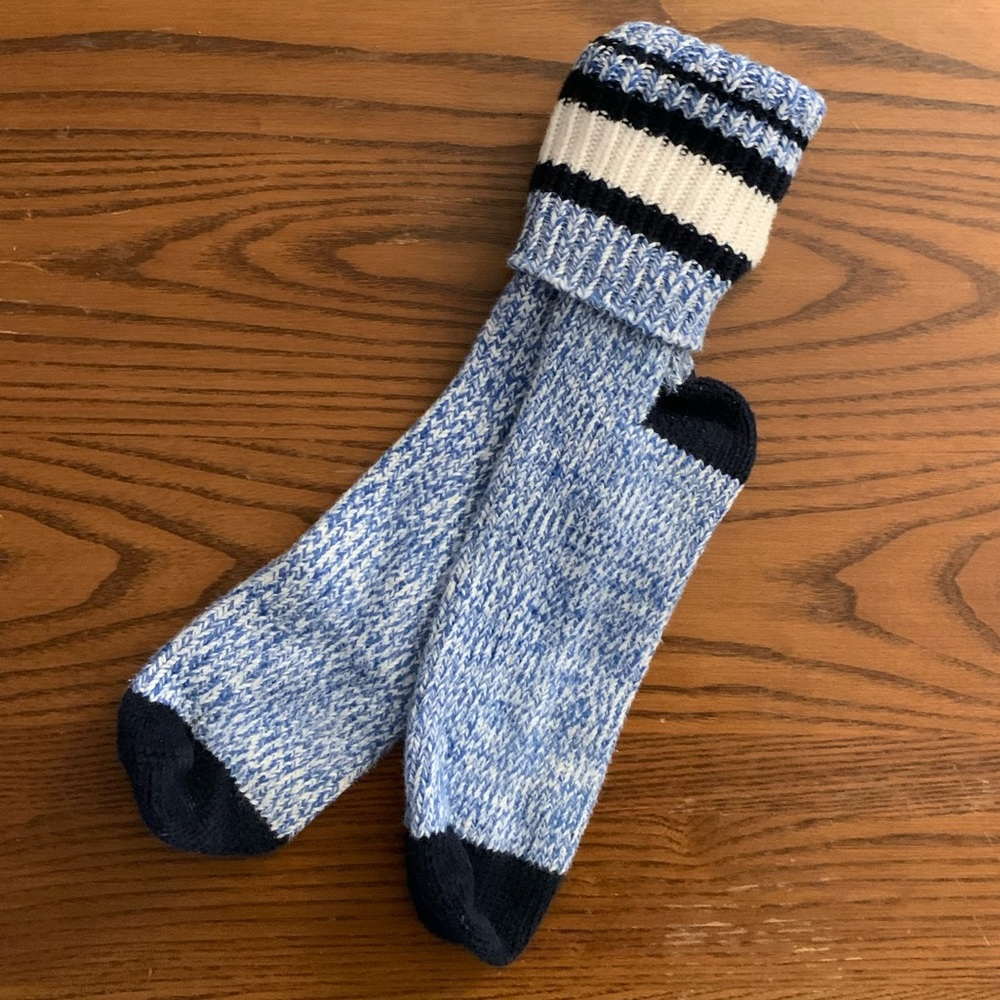 J. Crew Boot Socks Light Blue Dark Blue Bean Boots Preppy